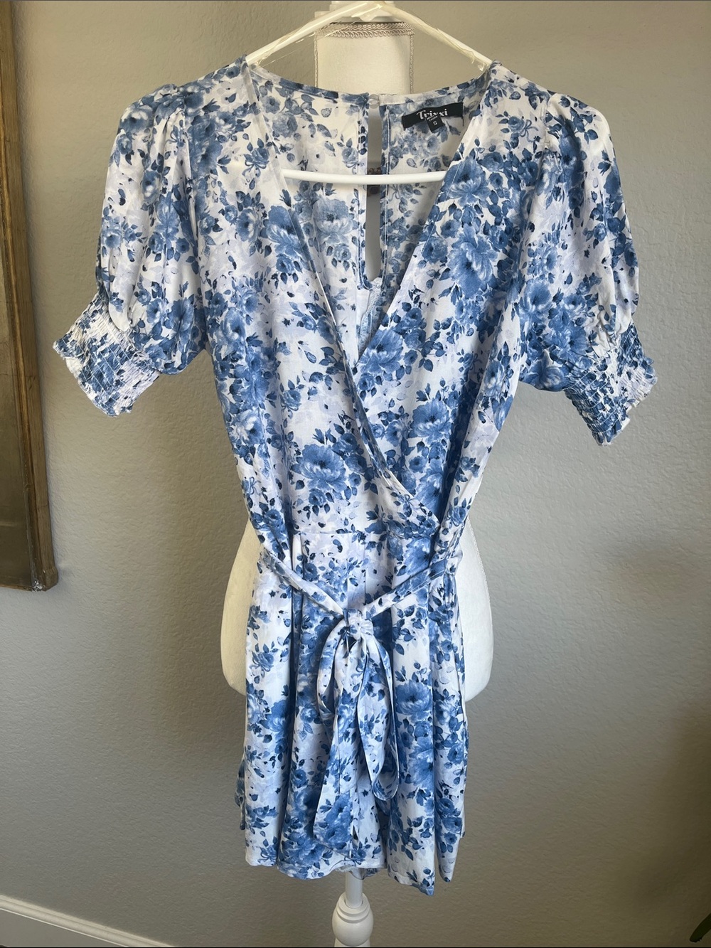 Trixxi Blue & White Floral Romper